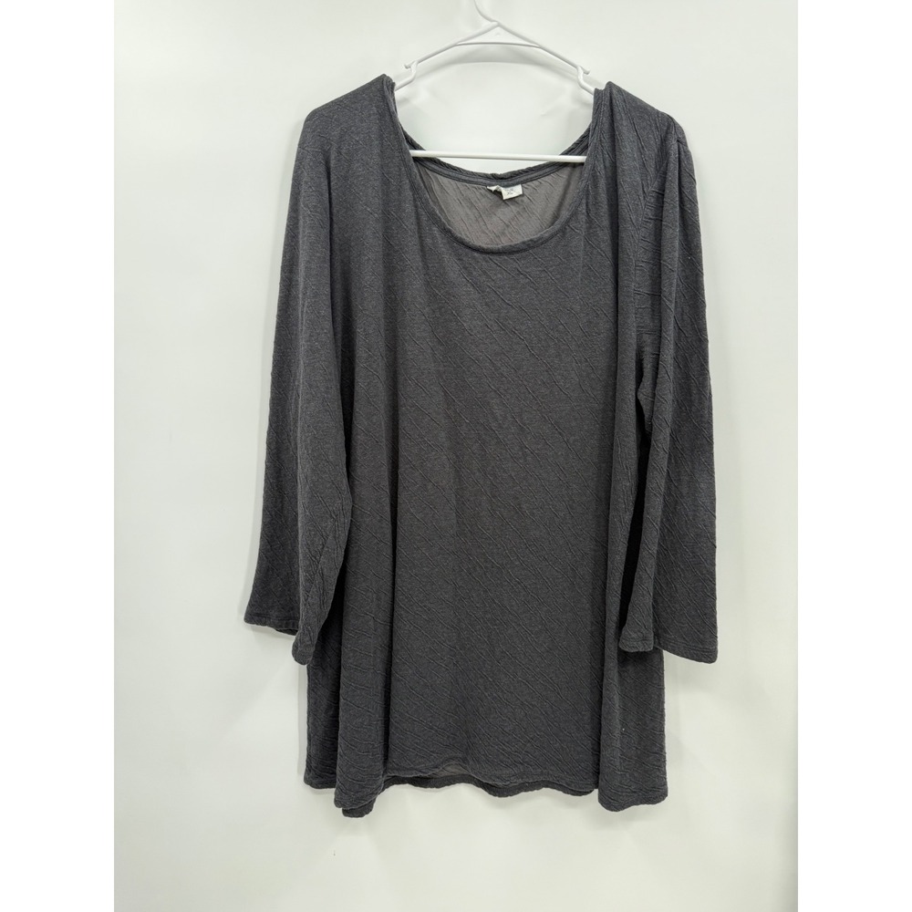 Pure Jill XL‎ Tunic Top Womens Charcoal Gray Long Sleeve Textured 100% Cotton